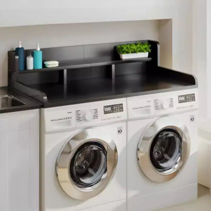 Plan de travail pour laveuse-sécheuse, plateau d'étagère en bois pour buanderie, organisateur double couche peu profond pour comptoir de buanderie avec panier à linge