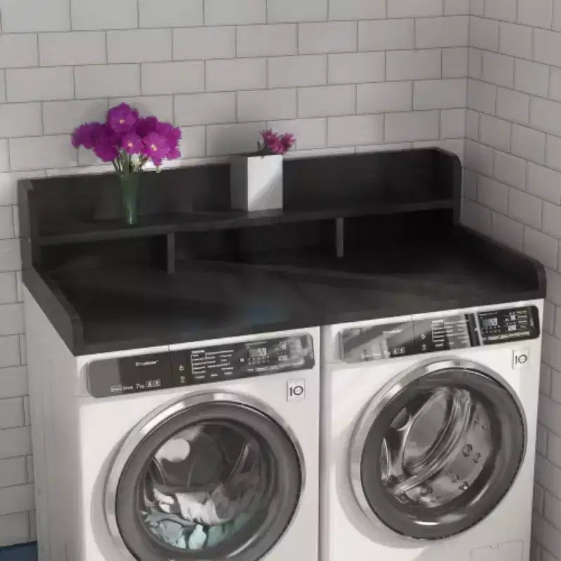 Washer Dryer Countertop,Laundry Wood Shelf Topper,Depth Double Layer Organizer for Dryer Laundry Hamper Counter Storage Organization