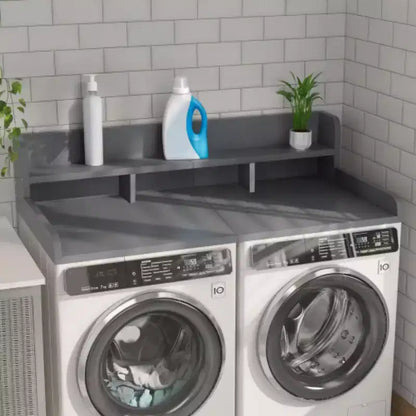 Plan de travail pour laveuse-sécheuse, plateau d'étagère en bois pour buanderie, organisateur double couche peu profond pour comptoir de buanderie avec panier à linge