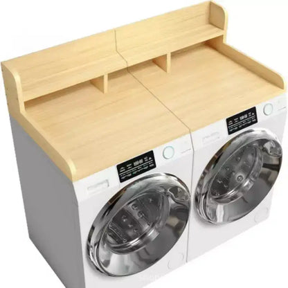 Plan de travail pour laveuse-sécheuse, plateau d'étagère en bois pour buanderie, organisateur double couche peu profond pour comptoir de buanderie avec panier à linge