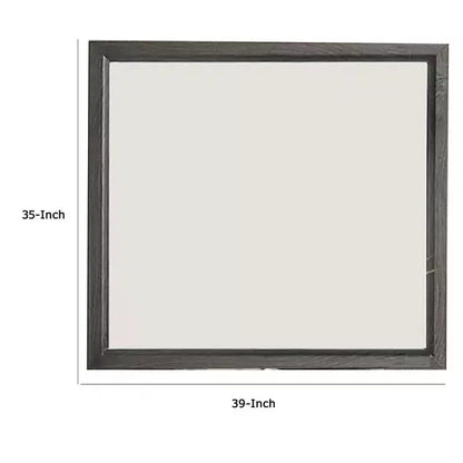 Royal Hampton Dresser Vanity Mirror, 39 Inch Contemporary Gray Wood Frame