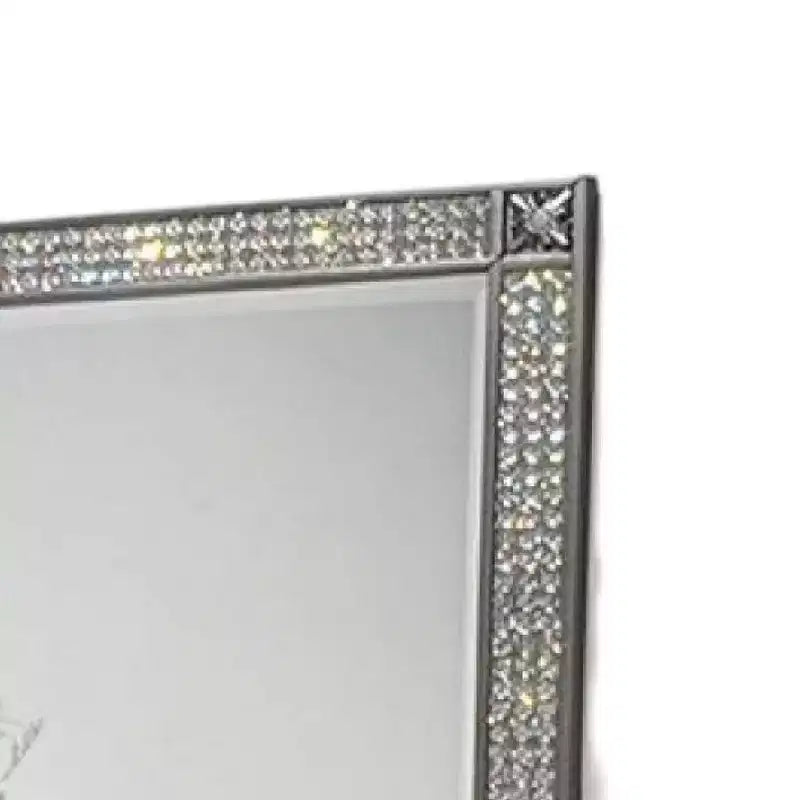 Miroir de commode Royal Hampton, cadre à garniture en cristal, bois massif gris de 46 pouces