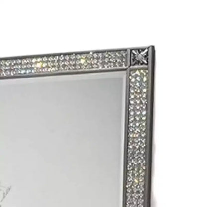 Miroir de commode Royal Hampton, cadre à garniture en cristal, bois massif gris de 46 pouces