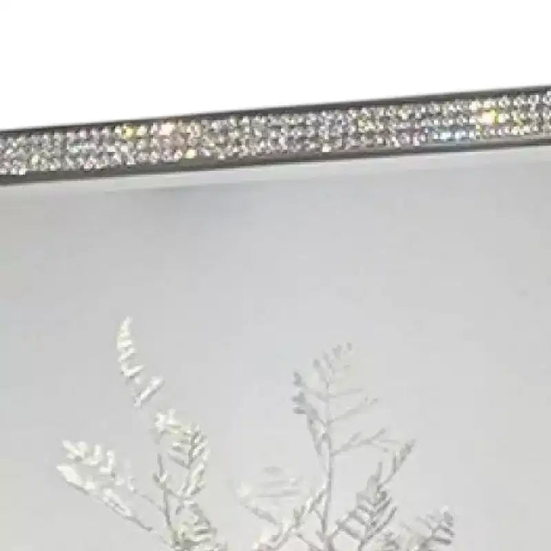 Miroir de commode Royal Hampton, cadre à garniture en cristal, bois massif gris de 46 pouces
