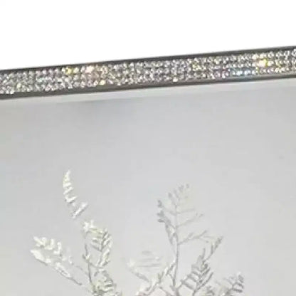 Miroir de commode Royal Hampton, cadre à garniture en cristal, bois massif gris de 46 pouces
