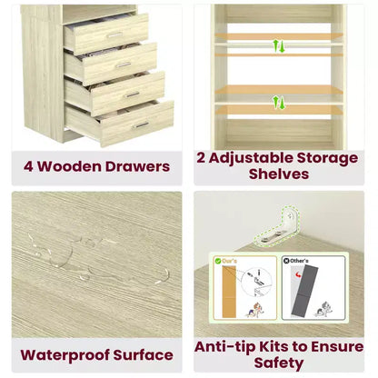 Système d'organisation de placard Besiost avec tiroirs et étagères en bois