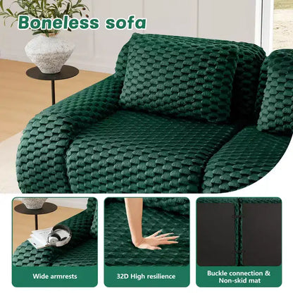 146 Canapé modulable en U, flanelle, 4 places, avec pouf, boucle, aucun assemblage requis, vert