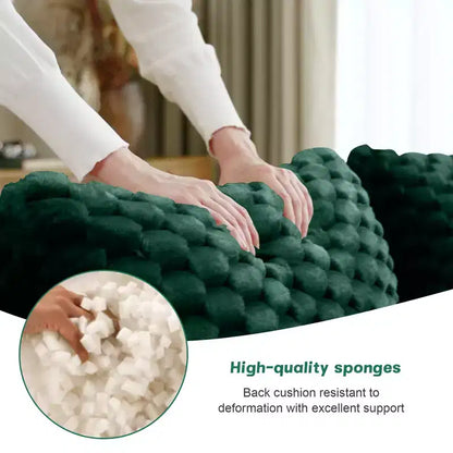 146 Canapé modulable en U, flanelle, 4 places, avec pouf, boucle, aucun assemblage requis, vert