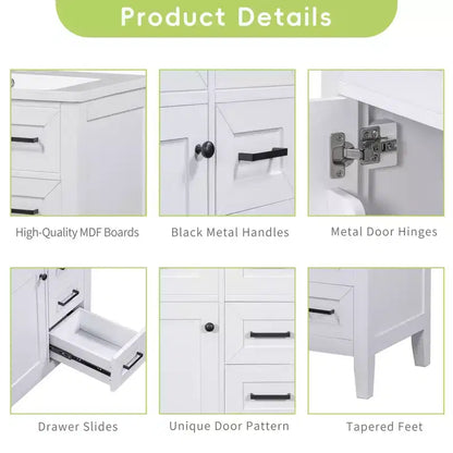 MAYEERTY 30 Bathroom Vanity without Sink Cabinet Base Solid Frame MDF Drawers Green