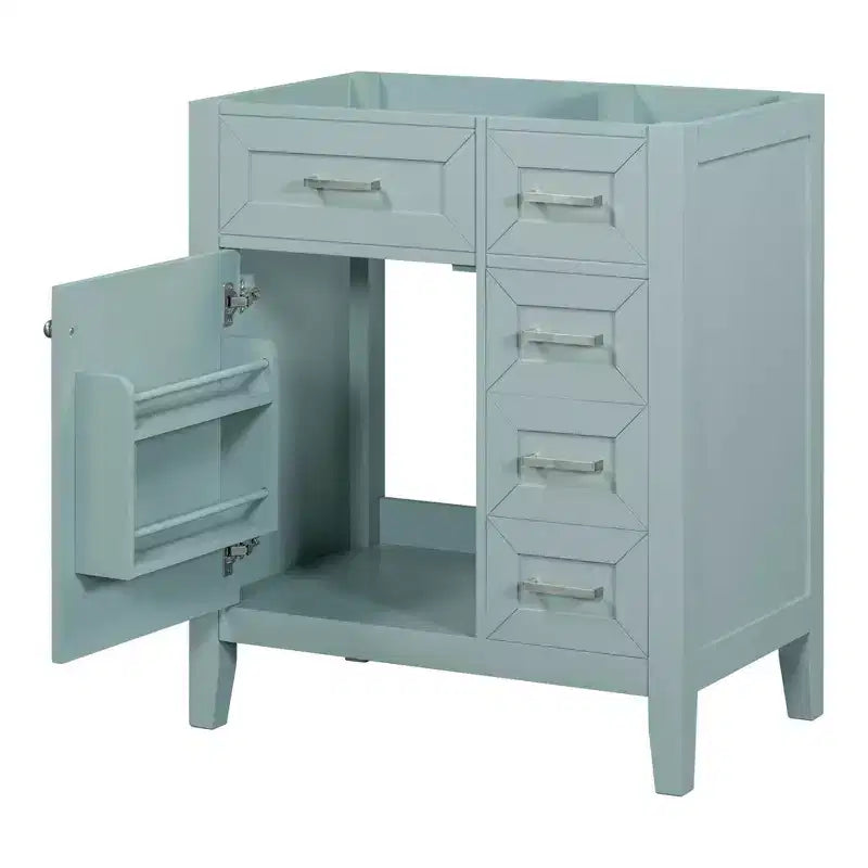 MAYEERTY 30 Bathroom Vanity without Sink Cabinet Base Solid Frame MDF Drawers Green