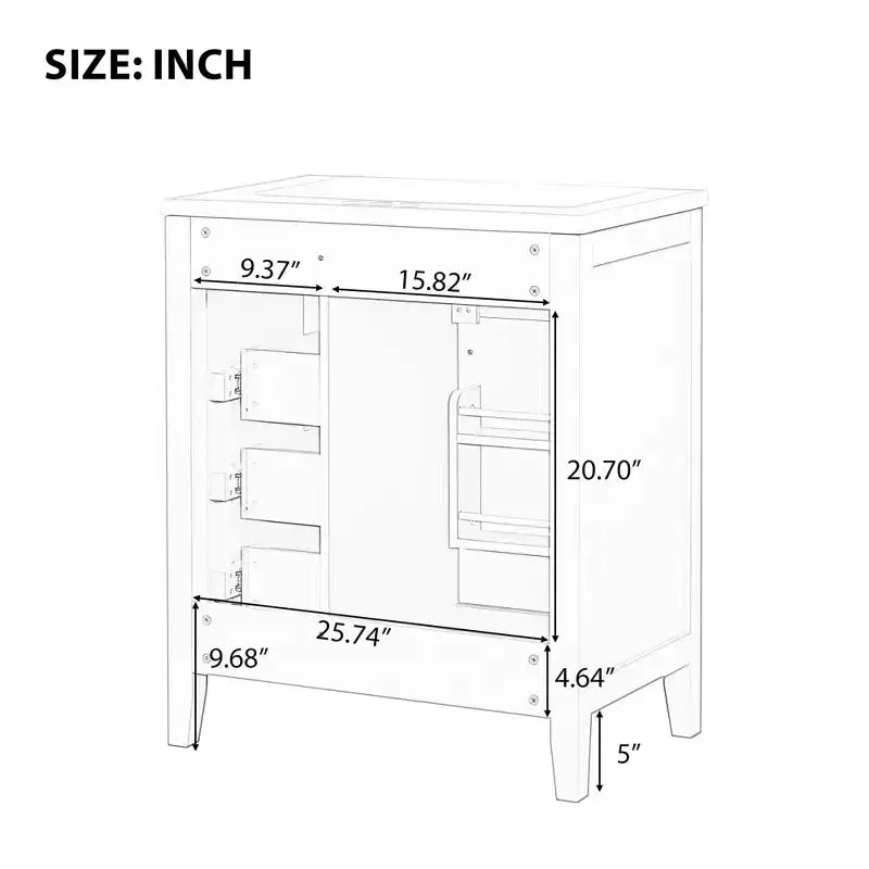 MAYEERTY 30 Bathroom Vanity without Sink Cabinet Base Solid Frame MDF Drawers Green
