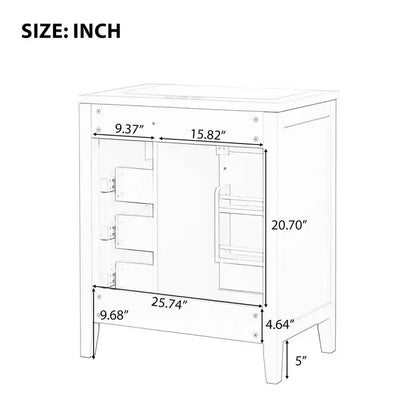 MAYEERTY 30 Bathroom Vanity without Sink Cabinet Base Solid Frame MDF Drawers Green