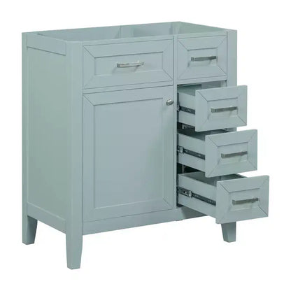 MAYEERTY 30 Bathroom Vanity without Sink Cabinet Base Solid Frame MDF Drawers Green