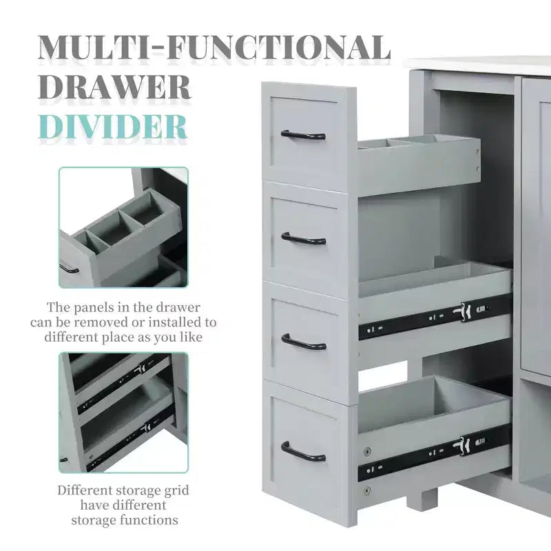 MAYEERTY Meuble-lavabo de salle de bain 36" avec dessus de lavabo 2 portes 2 tiroirs Bois massif Étagère ouverte MDF Noir