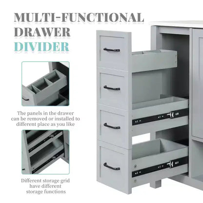 MAYEERTY Meuble-lavabo de salle de bain 36" avec dessus de lavabo 2 portes 2 tiroirs Bois massif Étagère ouverte MDF Noir