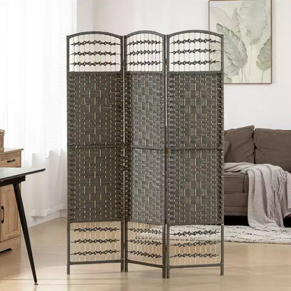 3 Panel Folding Room Divider Portable Privacy Screen Wave Fiber Room Partition for Home Office