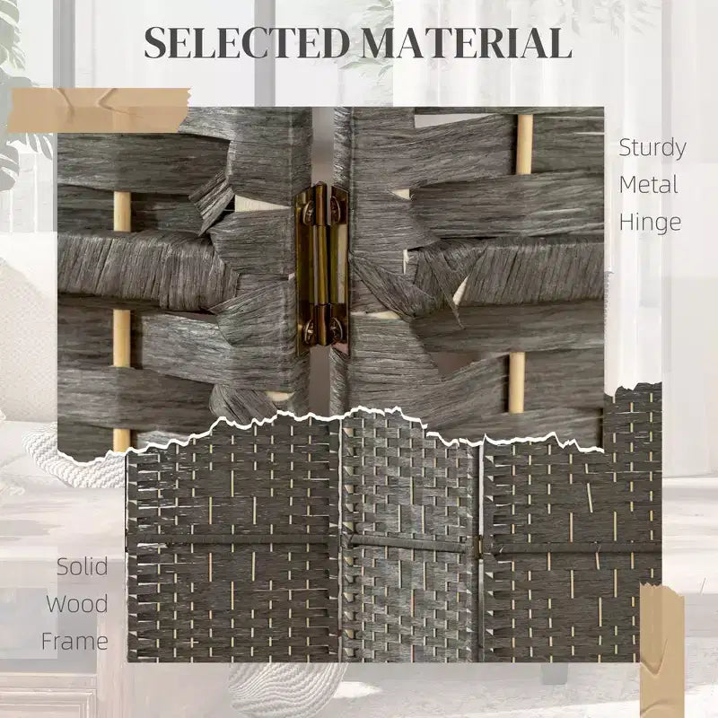 3 Panel Folding Room Divider Portable Privacy Screen Wave Fiber Room Partition for Home Office