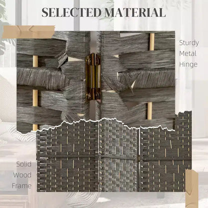 3 Panel Folding Room Divider Portable Privacy Screen Wave Fiber Room Partition for Home Office