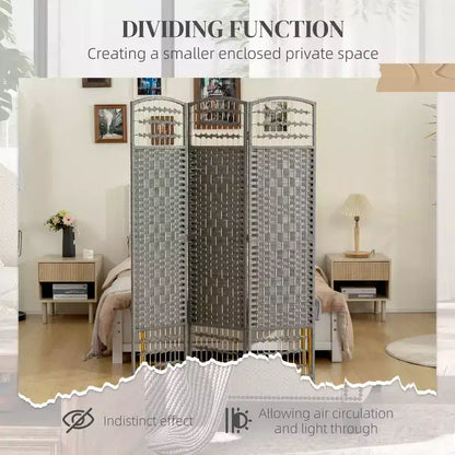 3 Panel Folding Room Divider Portable Privacy Screen Wave Fiber Room Partition for Home Office