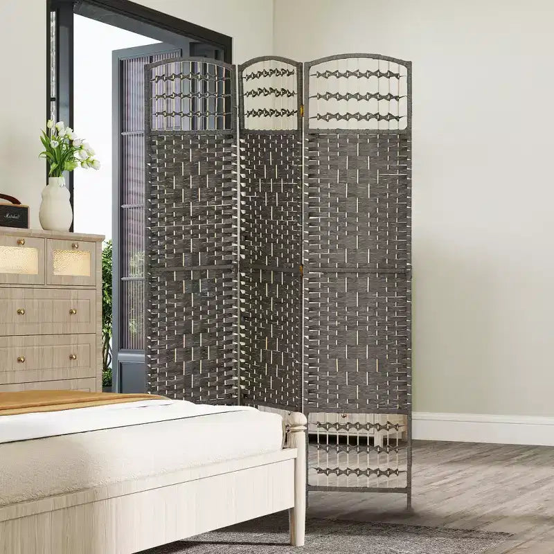 3 Panel Folding Room Divider Portable Privacy Screen Wave Fiber Room Partition for Home Office
