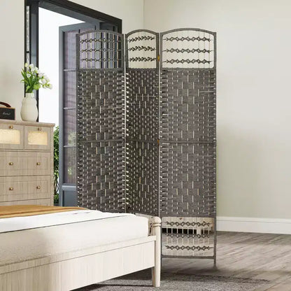 3 Panel Folding Room Divider Portable Privacy Screen Wave Fiber Room Partition for Home Office