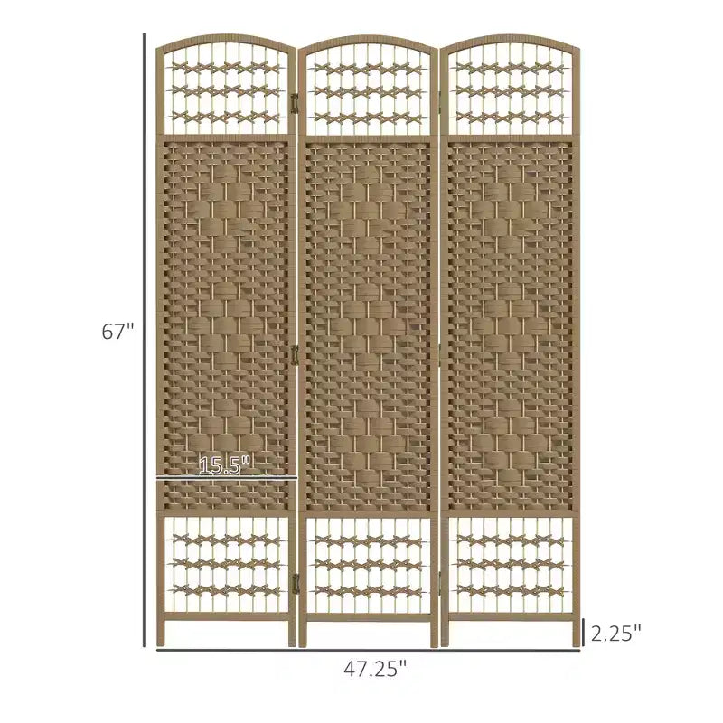 3 Panel Folding Room Divider Portable Privacy Screen Wave Fiber Room Partition for Home Office