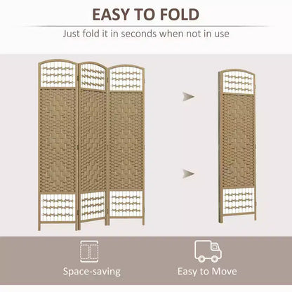 3 Panel Folding Room Divider Portable Privacy Screen Wave Fiber Room Partition for Home Office