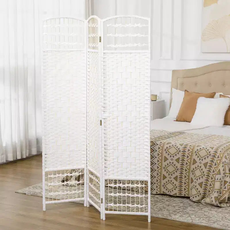 3 Panel Folding Room Divider Portable Privacy Screen Wave Fiber Room Partition for Home Office