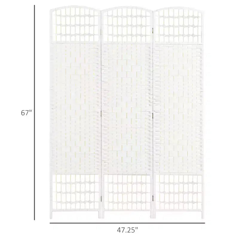 3 Panel Folding Room Divider Portable Privacy Screen Wave Fiber Room Partition for Home Office