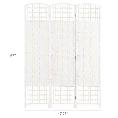 3 Panel Folding Room Divider Portable Privacy Screen Wave Fiber Room Partition for Home Office