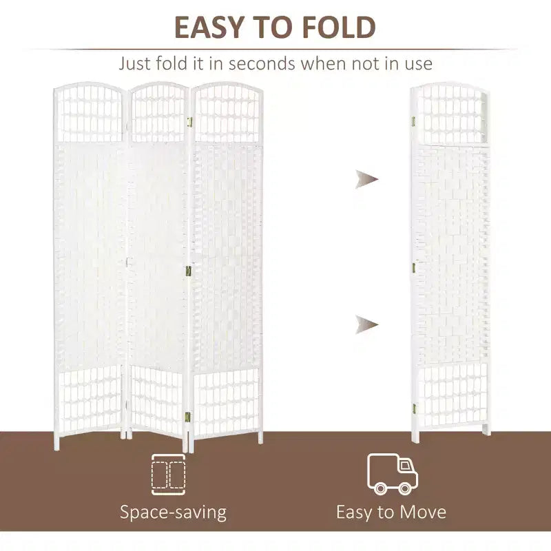 3 Panel Folding Room Divider Portable Privacy Screen Wave Fiber Room Partition for Home Office