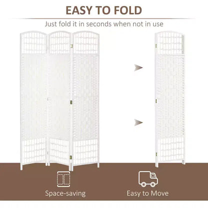 3 Panel Folding Room Divider Portable Privacy Screen Wave Fiber Room Partition for Home Office