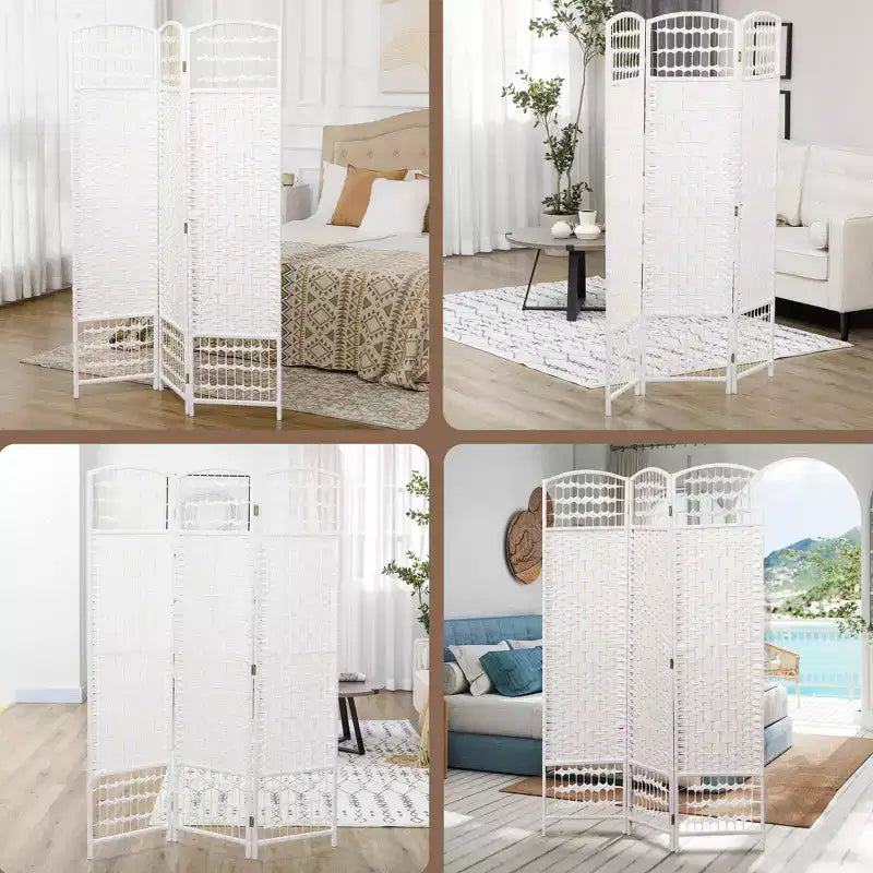 3 Panel Folding Room Divider Portable Privacy Screen Wave Fiber Room Partition for Home Office