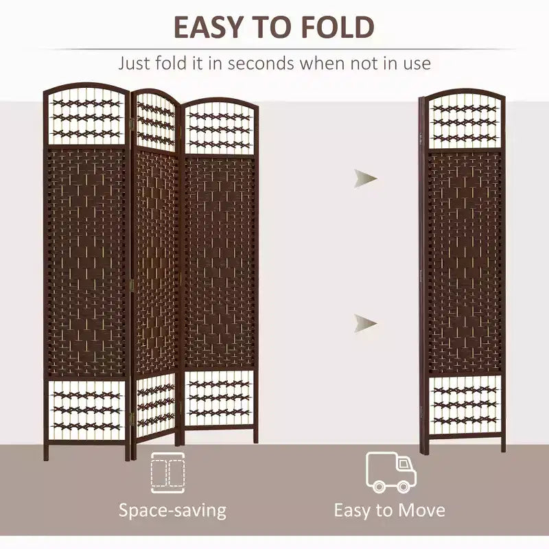 3 Panel Folding Room Divider Portable Privacy Screen Wave Fiber Room Partition for Home Office