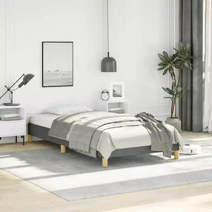 Bed Frame Dark Grey Polyester, Plywood, Engineered Wood Twin XL