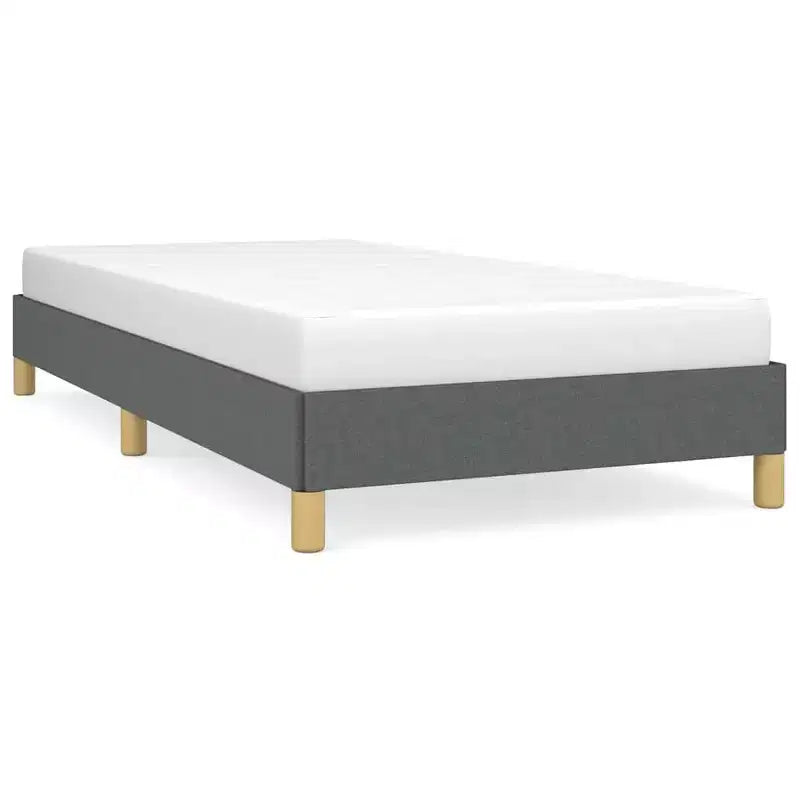Cadre de lit Gris Foncé Polyester, Contreplaqué, Bois d'ingénierie Twin XL