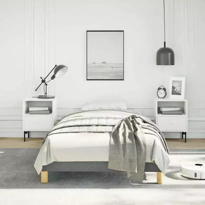 Cadre de lit Gris Foncé Polyester, Contreplaqué, Bois d'ingénierie Twin XL