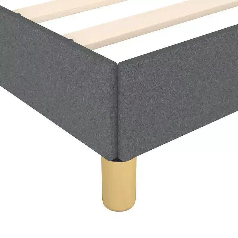 Cadre de lit Gris Foncé Polyester, Contreplaqué, Bois d'ingénierie Twin XL
