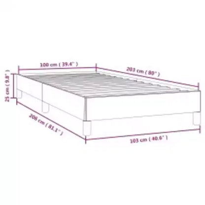 Cadre de lit Gris Foncé Polyester, Contreplaqué, Bois d'ingénierie Twin XL