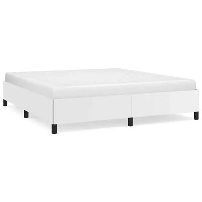 Cadre de lit Cuir synthétique blanc, contreplaqué, bois manufacturé King
