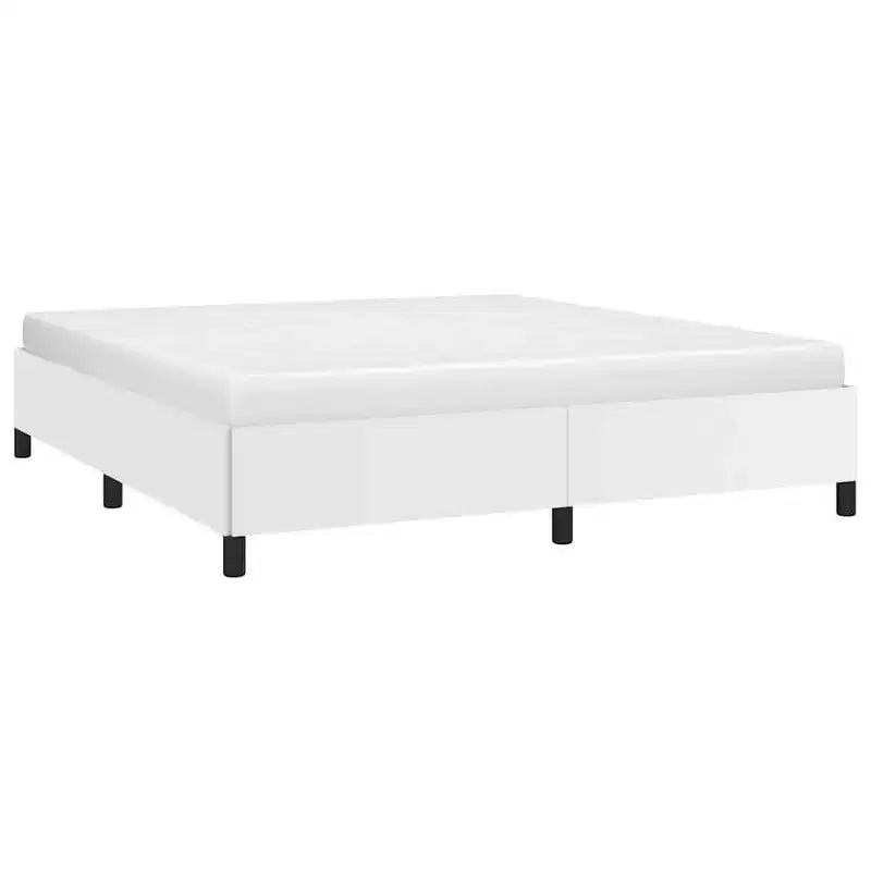Cadre de lit Cuir synthétique blanc, contreplaqué, bois manufacturé King