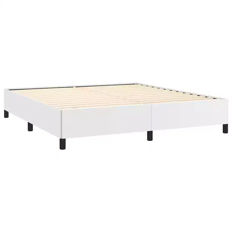Cadre de lit Cuir synthétique blanc, contreplaqué, bois manufacturé King