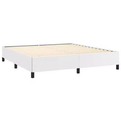 Cadre de lit Cuir synthétique blanc, contreplaqué, bois manufacturé King