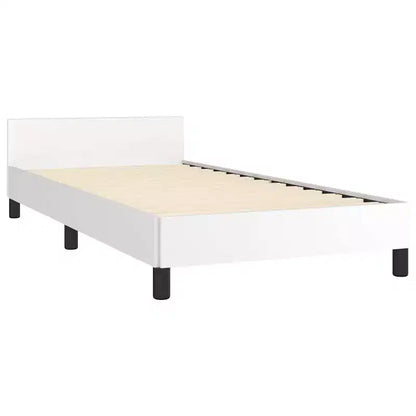 Bed Frame With Headboard White Faux leather, Plywood, Engineered wood