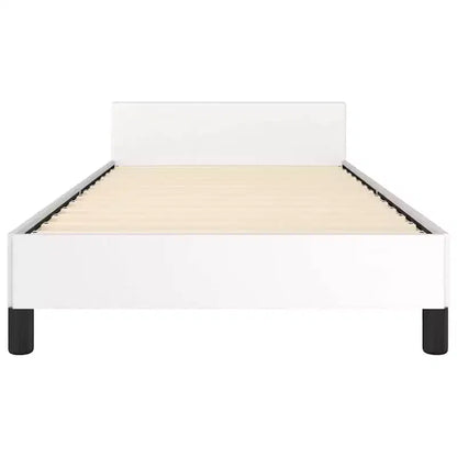 Bed Frame With Headboard White Faux leather, Plywood, Engineered wood