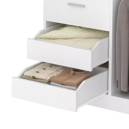 Organisateur de placard Besiost 36 pouces avec tiroirs en bois, système de placard autonome avec tringles de suspension