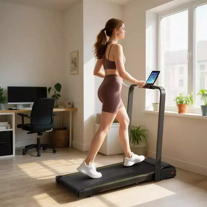 Tapis de marche Soozier, 0,6 à 6,2 mph, pliable, à placer sous un bureau, avec inclinaison, guidon, roues, écran LED et télécommande