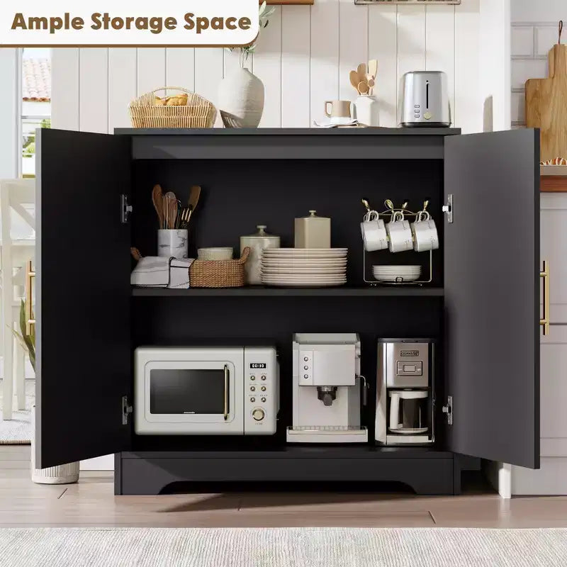 Modern Sideboard Buffet Cabinet with 2 Rattan Doors - Credenza Storage Console Table for Living Room, Dining Room & Entryway