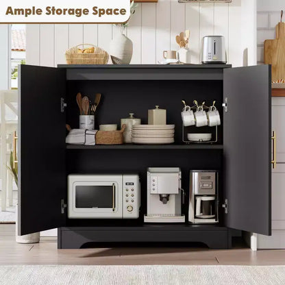 Modern Sideboard Buffet Cabinet with 2 Rattan Doors - Credenza Storage Console Table for Living Room, Dining Room & Entryway