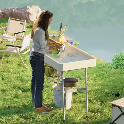 Table glacière pliable de 3,4 pieds avec bouchon de vidange, table d'extérieur pour remplir et refroidir avec étagère de rangement, glacière à boissons pour les fêtes et les pique-niques